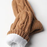 Elyza Winter Cable Knit Mittens Fleece Lined - Camel