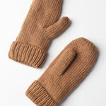 Elyza Winter Cable Knit Mittens Fleece Lined - Camel