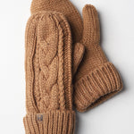 Elyza Winter Cable Knit Mittens Fleece Lined - Camel