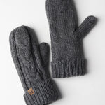 Elyza Winter Cable Knit Mittens Fleece Lined - Charcoal