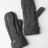 Elyza Winter Cable Knit Mittens Fleece Lined - Charcoal