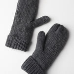 Elyza Winter Cable Knit Mittens Fleece Lined - Charcoal