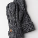 Elyza Winter Cable Knit Mittens Fleece Lined - Charcoal - FINAL SALE