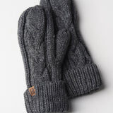 Elyza Winter Cable Knit Mittens Fleece Lined - Charcoal - FINAL SALE