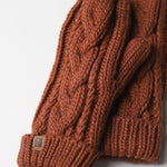 Elyza Winter Cable Knit Mittens Fleece Lined - Coffee