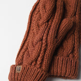 Elyza Winter Cable Knit Mittens Fleece Lined - Coffee