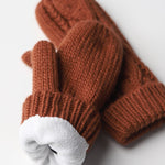 Elyza Winter Cable Knit Mittens Fleece Lined - Coffee