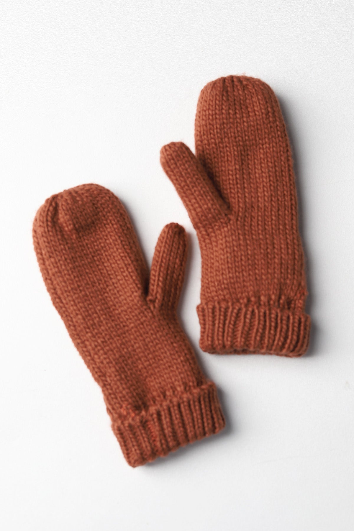 Elyza Winter Cable Knit Mittens Fleece Lined - Coffee