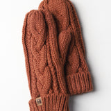 Elyza Winter Cable Knit Mittens Fleece Lined - Coffee - FINAL SALE