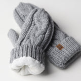 Elyza Winter Cable Knit Mittens Fleece Lined - Lt Grey