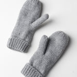 Elyza Winter Cable Knit Mittens Fleece Lined - Lt Grey