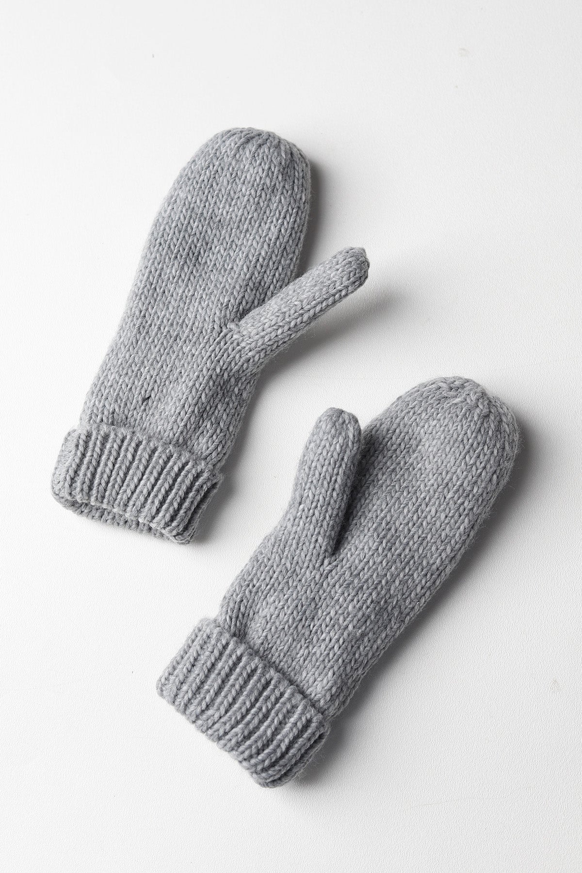 Elyza Winter Cable Knit Mittens Fleece Lined - Lt Grey