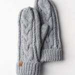 Elyza Winter Cable Knit Mittens Fleece Lined - Lt Grey - FINAL SALE