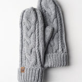 Elyza Winter Cable Knit Mittens Fleece Lined - Lt Grey - FINAL SALE