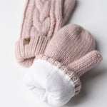 Elyza Winter Cable Knit Mittens Fleece Lined - Lt Pink