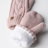 Elyza Winter Cable Knit Mittens Fleece Lined - Lt Pink