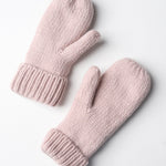 Elyza Winter Cable Knit Mittens Fleece Lined - Lt Pink