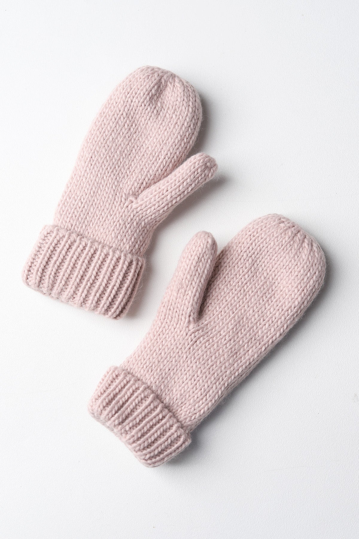 Elyza Winter Cable Knit Mittens Fleece Lined - Lt Pink