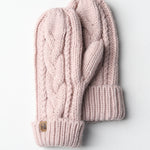 Elyza Winter Cable Knit Mittens Fleece Lined - Lt Pink - FINAL SALE