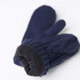 Elyza Winter Cable Knit Mittens Fleece Lined - Navy