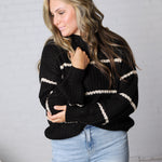 Ember Oversized Striped Sweater – Black