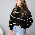 Ember Oversized Striped Sweater – Black