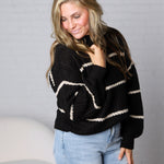 Ember Oversized Striped Sweater – Black