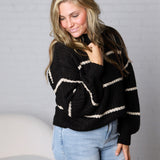 Ember Oversized Striped Sweater – Black