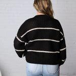 Ember Oversized Striped Sweater – Black