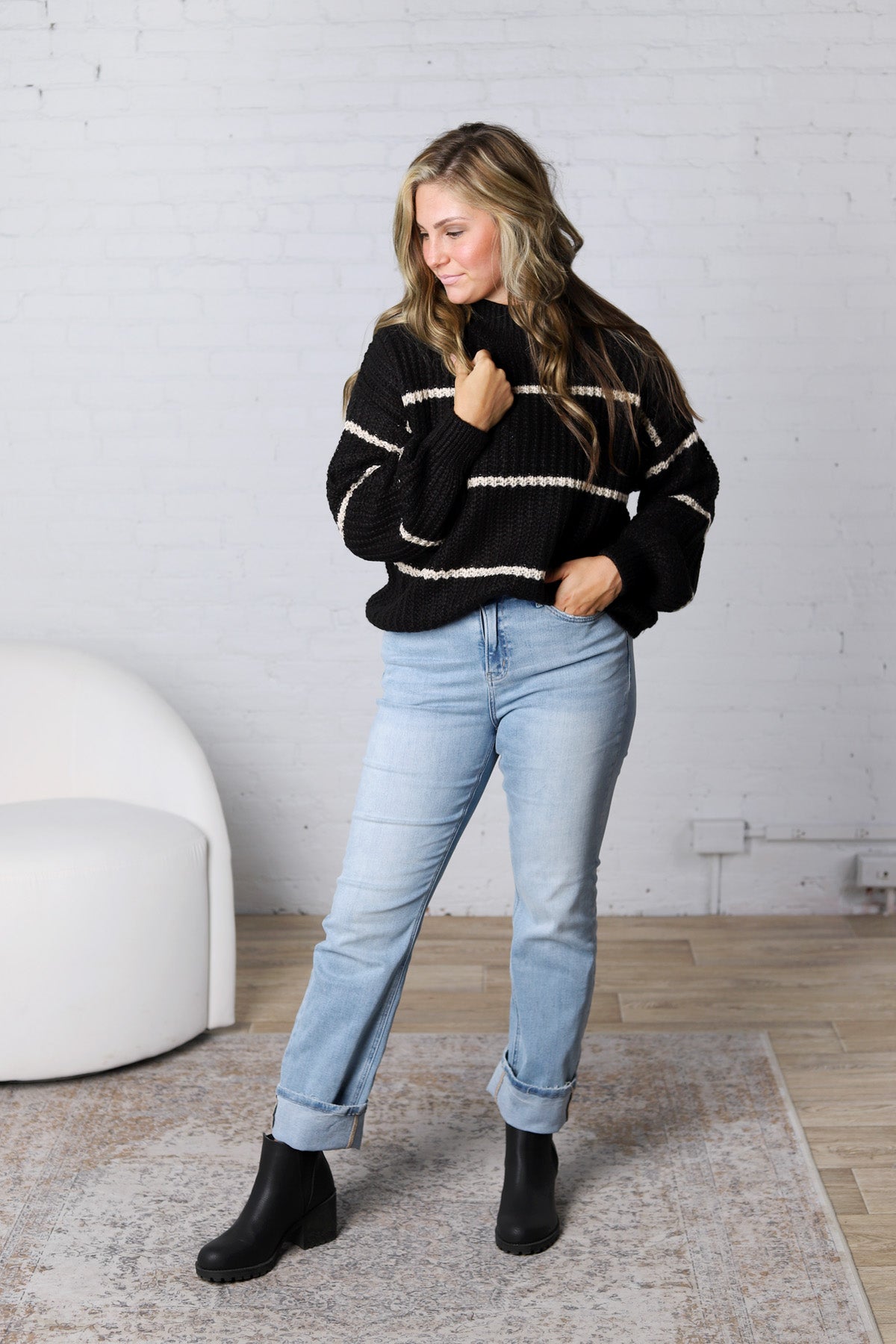 Ember Oversized Striped Sweater – Black FINAL SALE