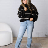 Ember Oversized Striped Sweater – Black