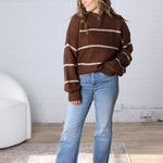 Ember Oversized Striped Sweater – Brown