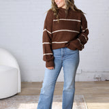 Ember Oversized Striped Sweater – Brown