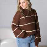 Ember Oversized Striped Sweater – Brown