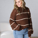Ember Oversized Striped Sweater – Brown
