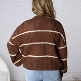 Ember Oversized Striped Sweater – Brown