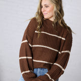 Ember Oversized Striped Sweater – Brown