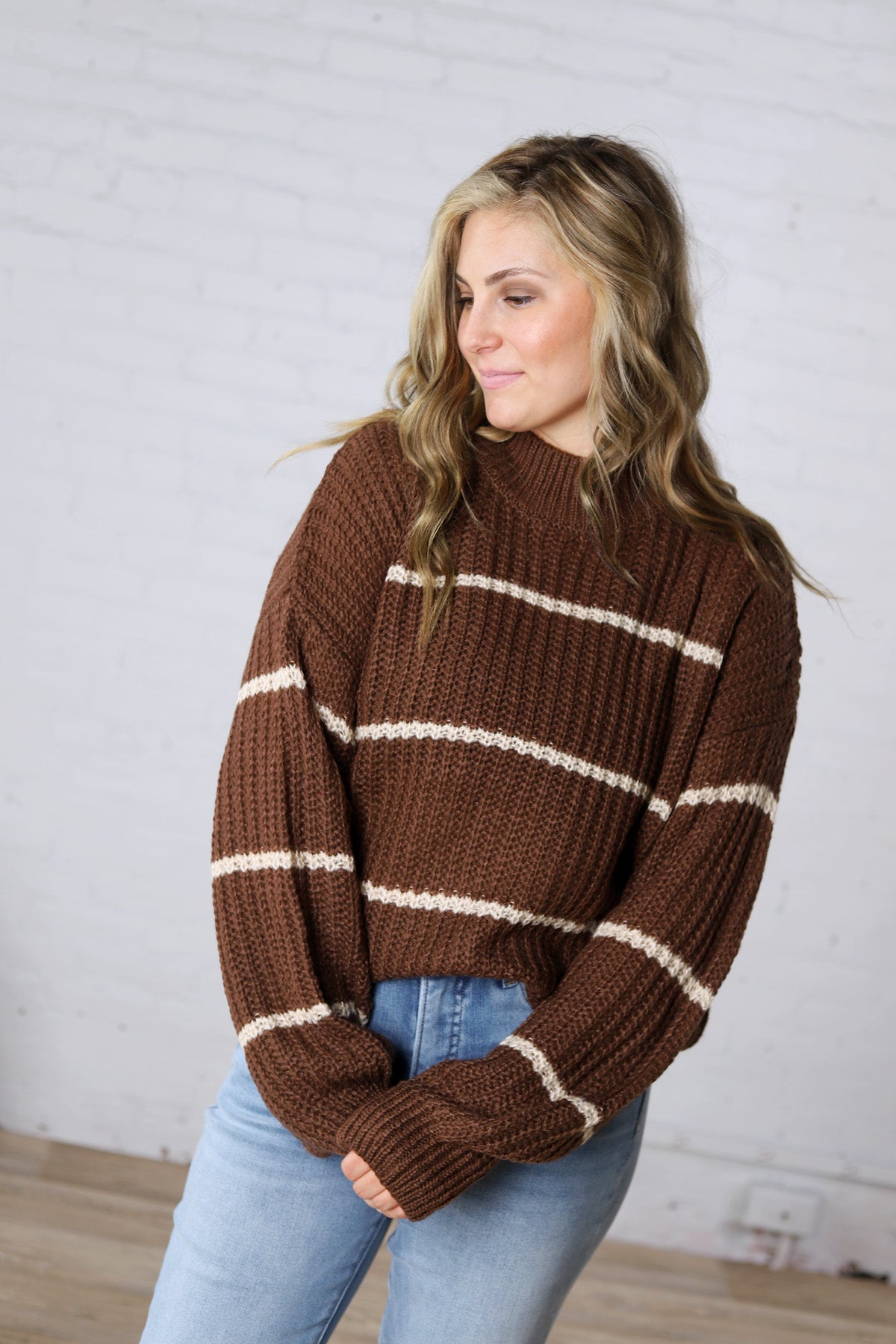 Ember Oversized Striped Sweater – Brown