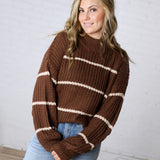 Ember Oversized Striped Sweater – Brown