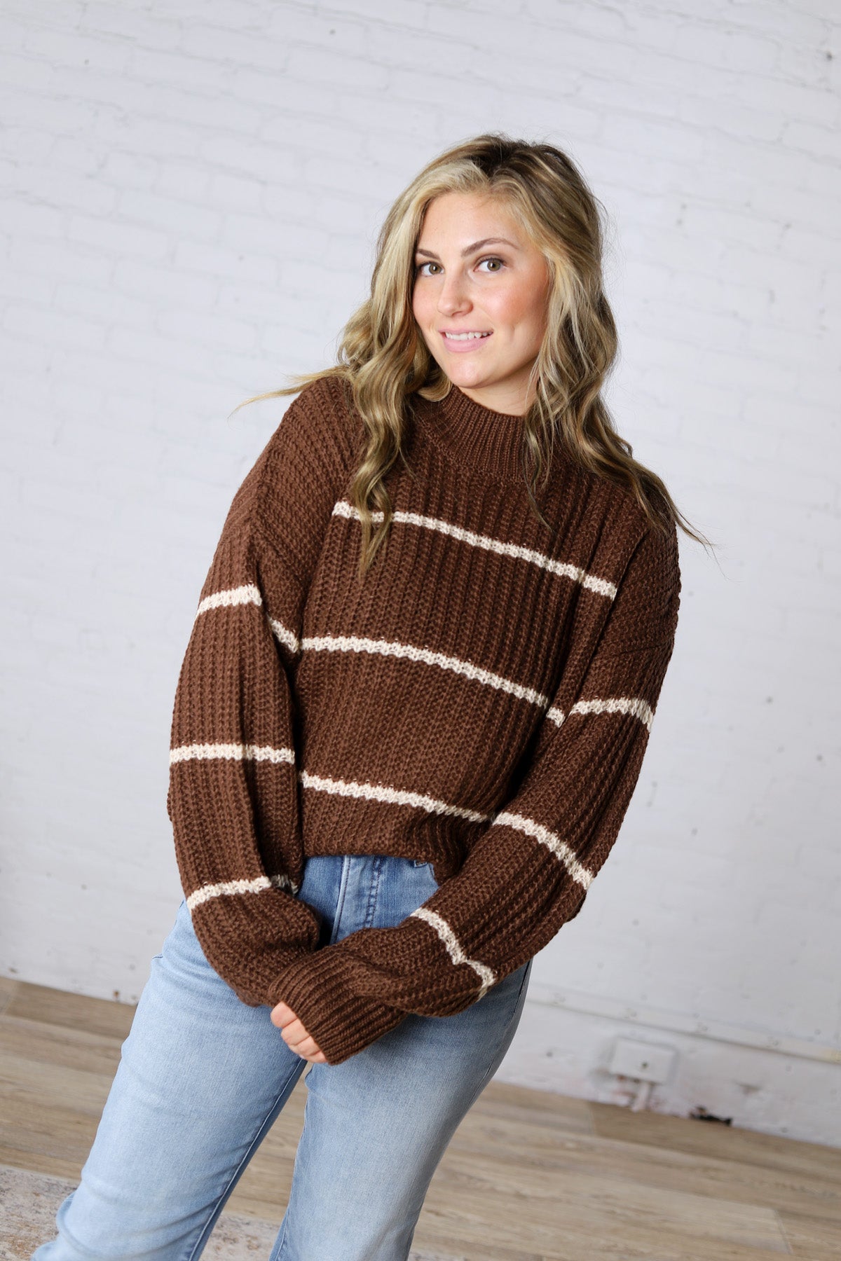 Ember Oversized Striped Sweater – Brown