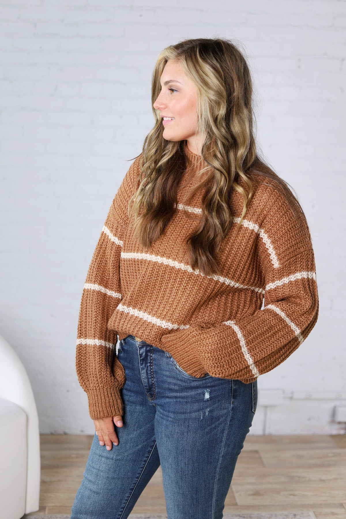 Ember Oversized Striped Sweater – Camel