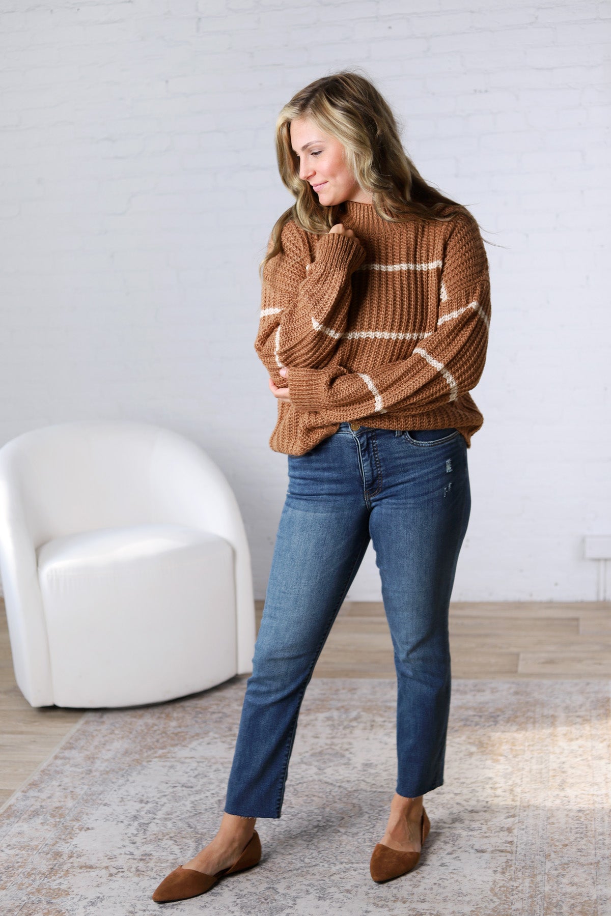 Ember Oversized Striped Sweater – Camel