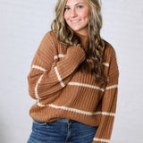 Ember Oversized Striped Sweater – Camel - FINAL SALE