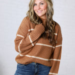 Ember Oversized Striped Sweater – Camel