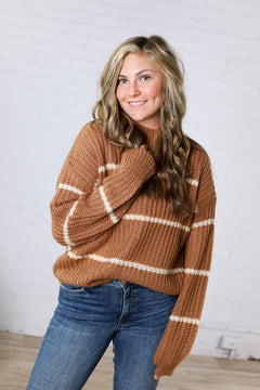 Ember Oversized Striped Sweater – Camel