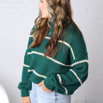 Ember Oversized Striped Sweater – Hunter Green