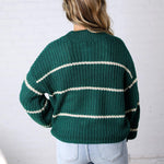 Ember Oversized Striped Sweater – Hunter Green