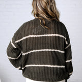 Ember Oversized Striped Sweater – Olive