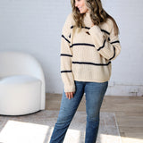 Ember Oversized Striped Sweater – Taupe