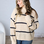 Ember Oversized Striped Sweater – Taupe